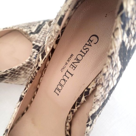 Gastone Lucioli Peep Toe Heels-Python Skin 8.5 - Picture 8 of 8